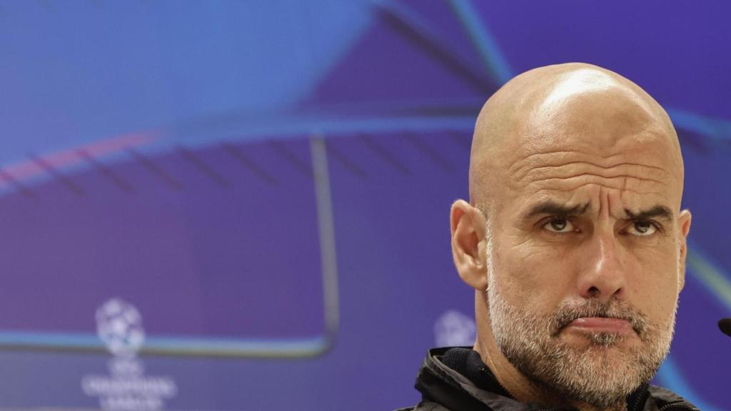 Guardiola, en la rueda de prensa previa al partido contra el Real Madrid.