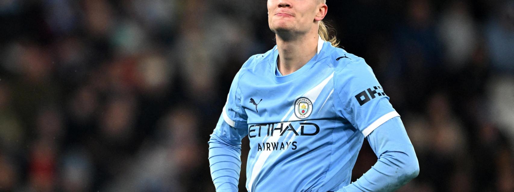 Haaland, durante un partido con el Manchester City.