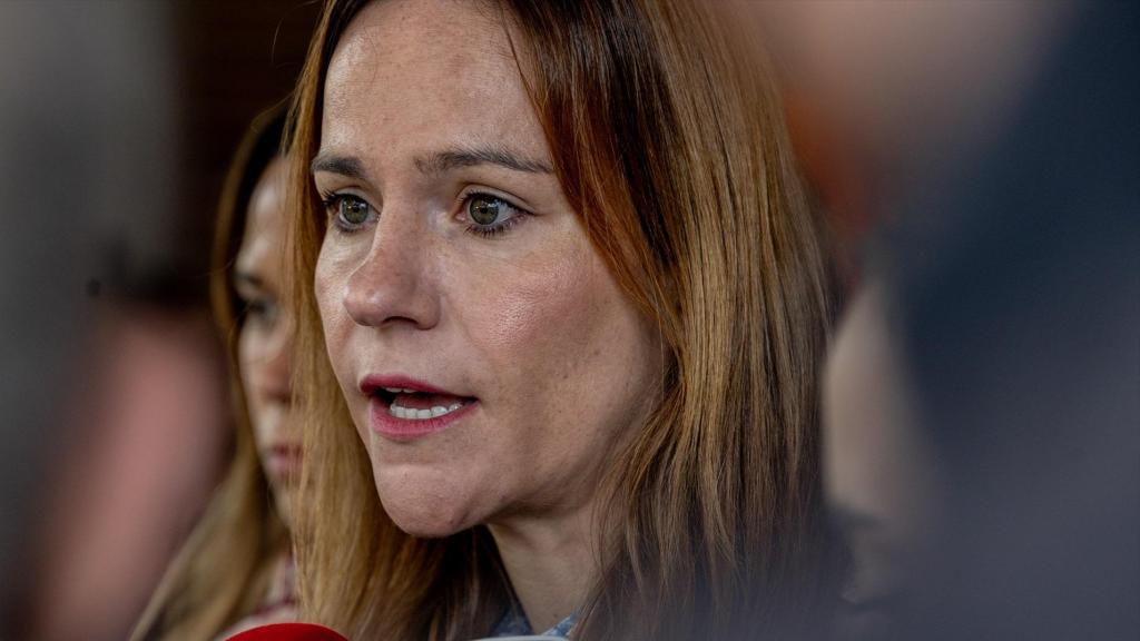 La portavoz de VOX en la Asamblea de Madrid, Isabel Pérez Moñino, ofrece declaraciones a la prensa tras una charla en el campus de Somosaguas de la UCM, a 7 de noviembre de 2025, en Madrid