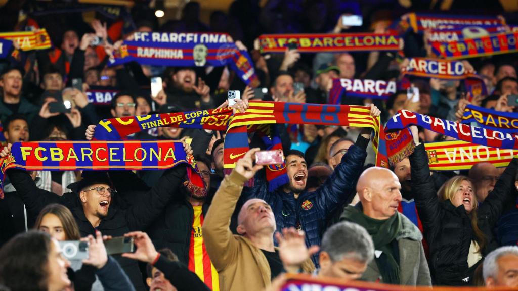 Aficionados del Barça durante el partido contra el Eintracht.