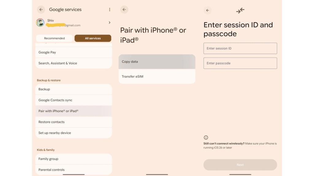 Proceso para emparejar un iPhone o un iPad con un móvil Android