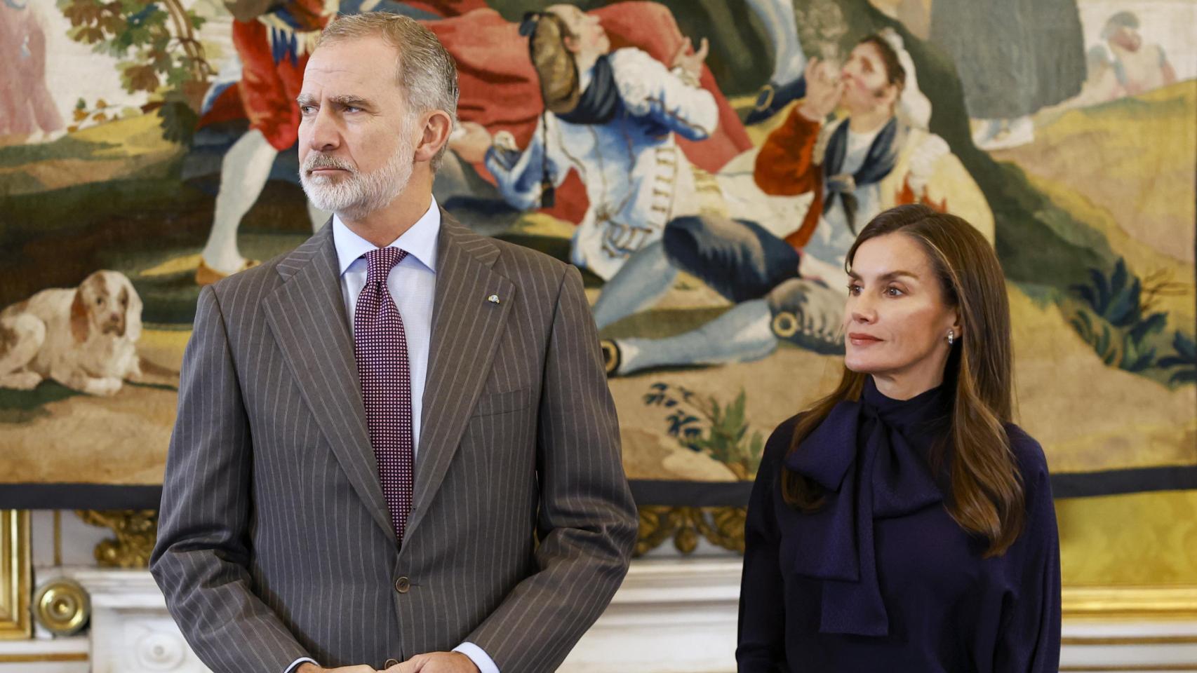 Los Reyes, en el Palacio Real de Aranjuez.