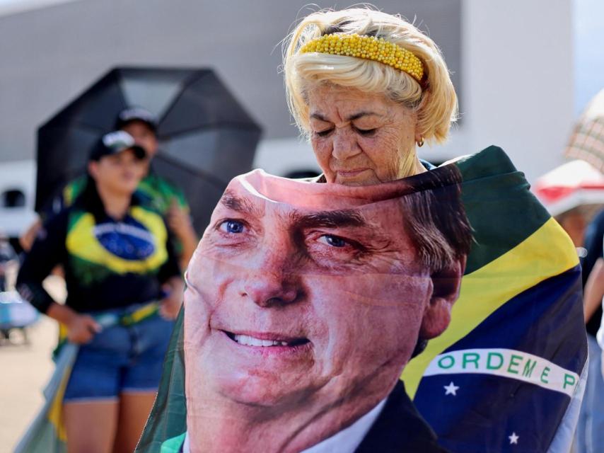 Partidarios de Jair Bolsonaro at a protest in support of the ex-president.
