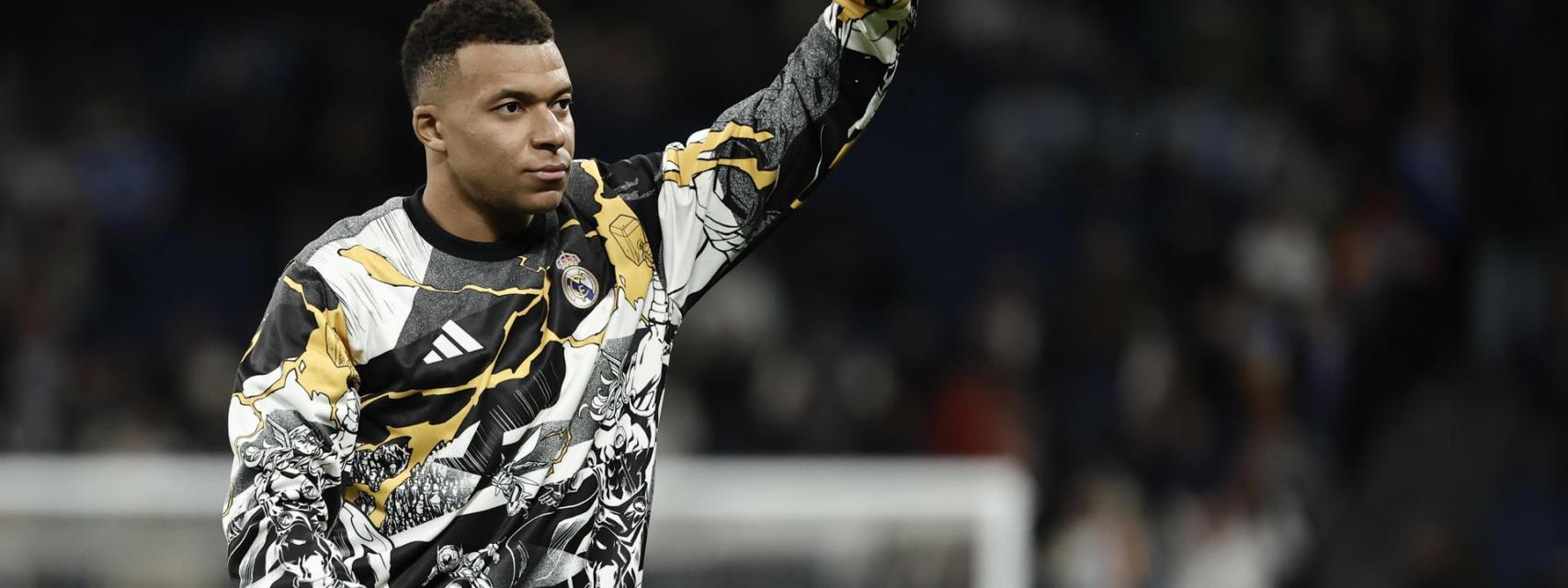 Kylian Mbappé, durante un calentamiento