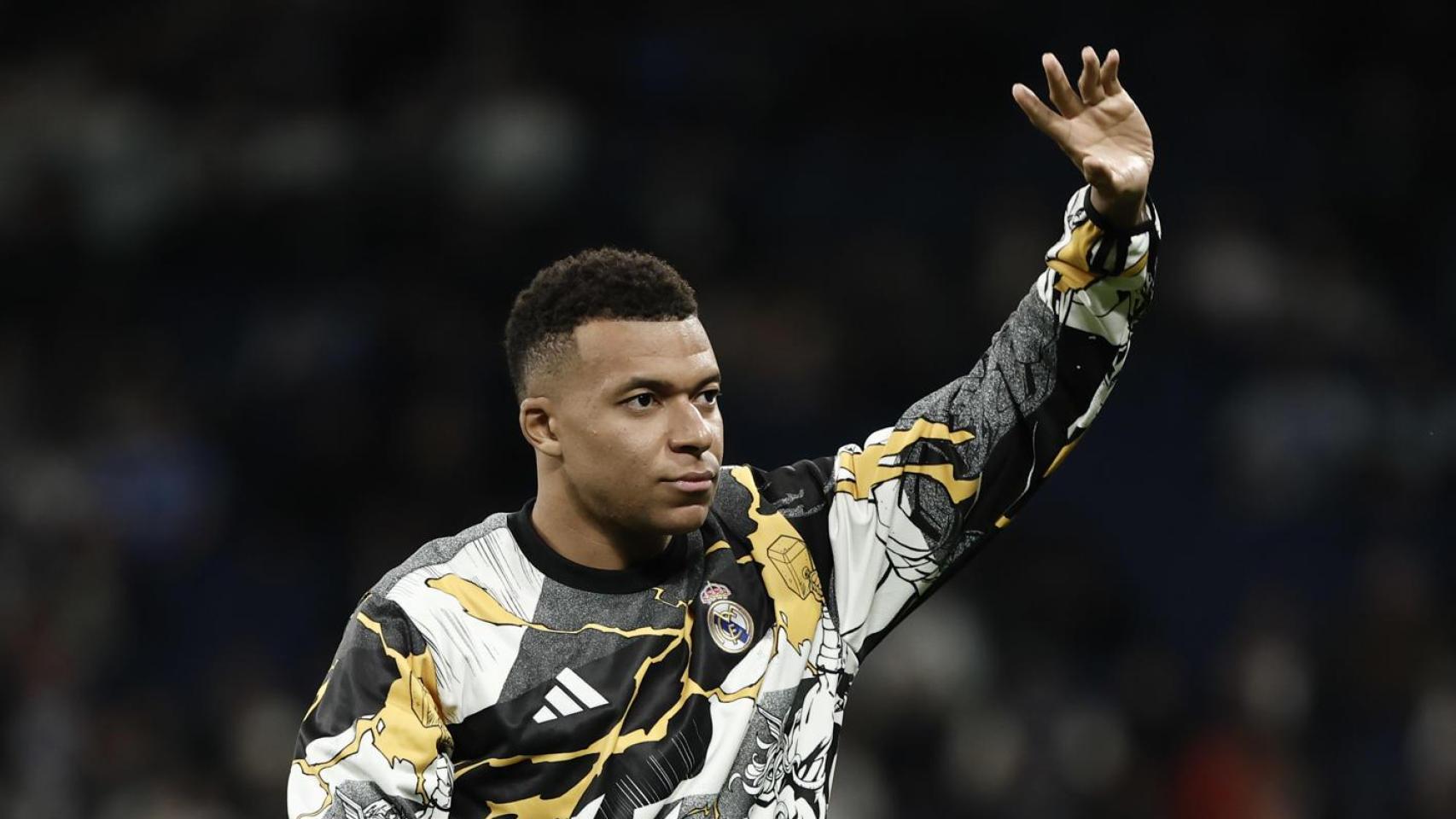 Kylian Mbappé, durante un calentamiento