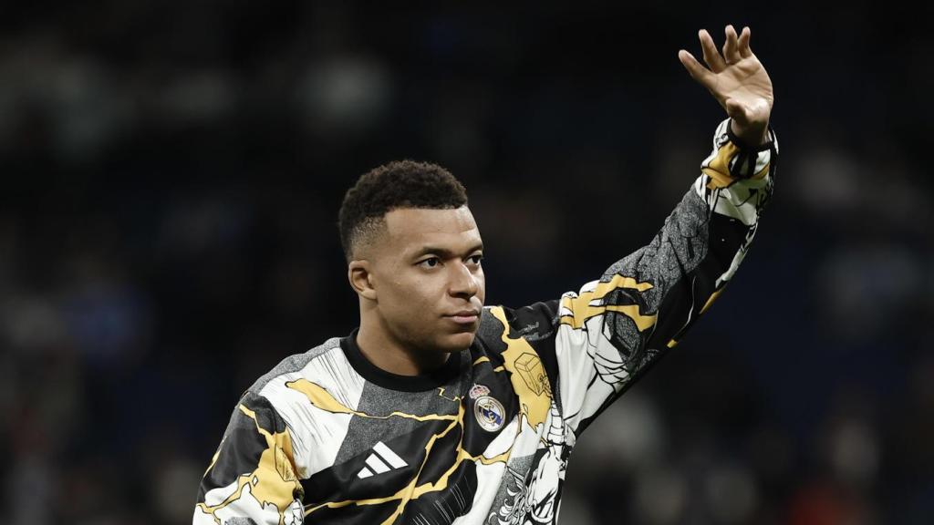 Kylian Mbappé, durante un calentamiento