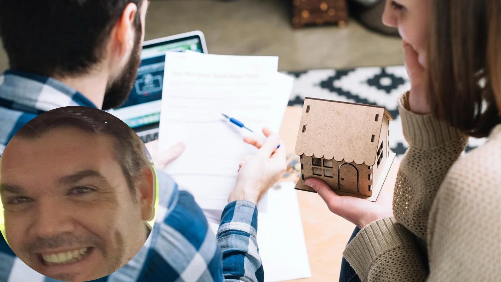 Montaje de Vicente Alba con una pareja intentando comprar vivienda.