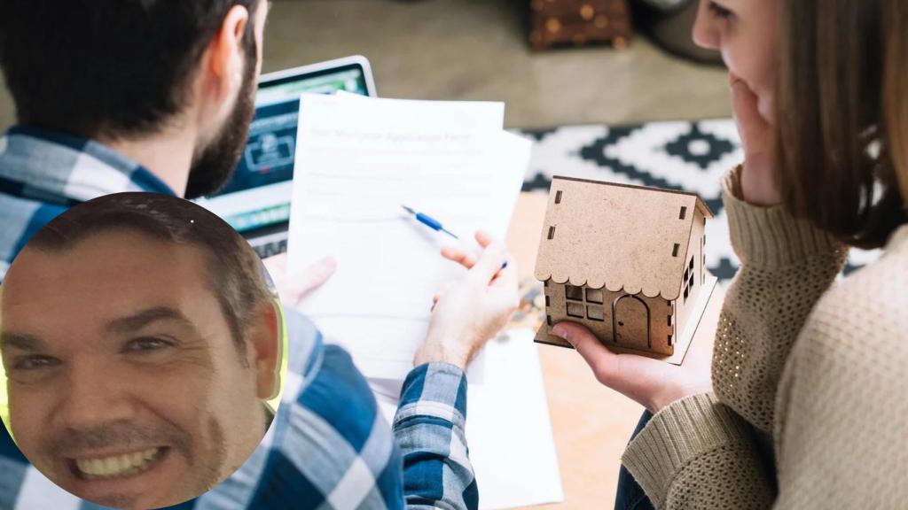 Montaje de Vicente Alba con una pareja intentando comprar vivienda.