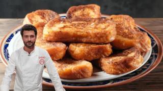 Montaje de Eneko Fernández y un plato de torrijas.