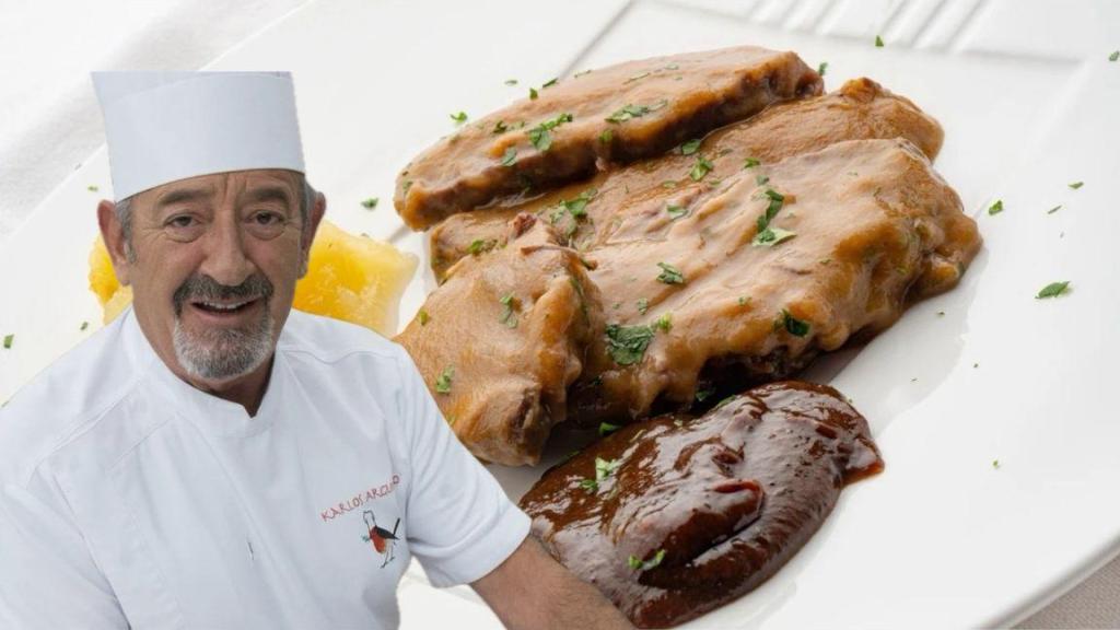 El chef Karlos Arguiñano junto a unas carrilleras.