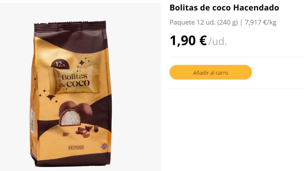 Bolitas de coco Hacendado.