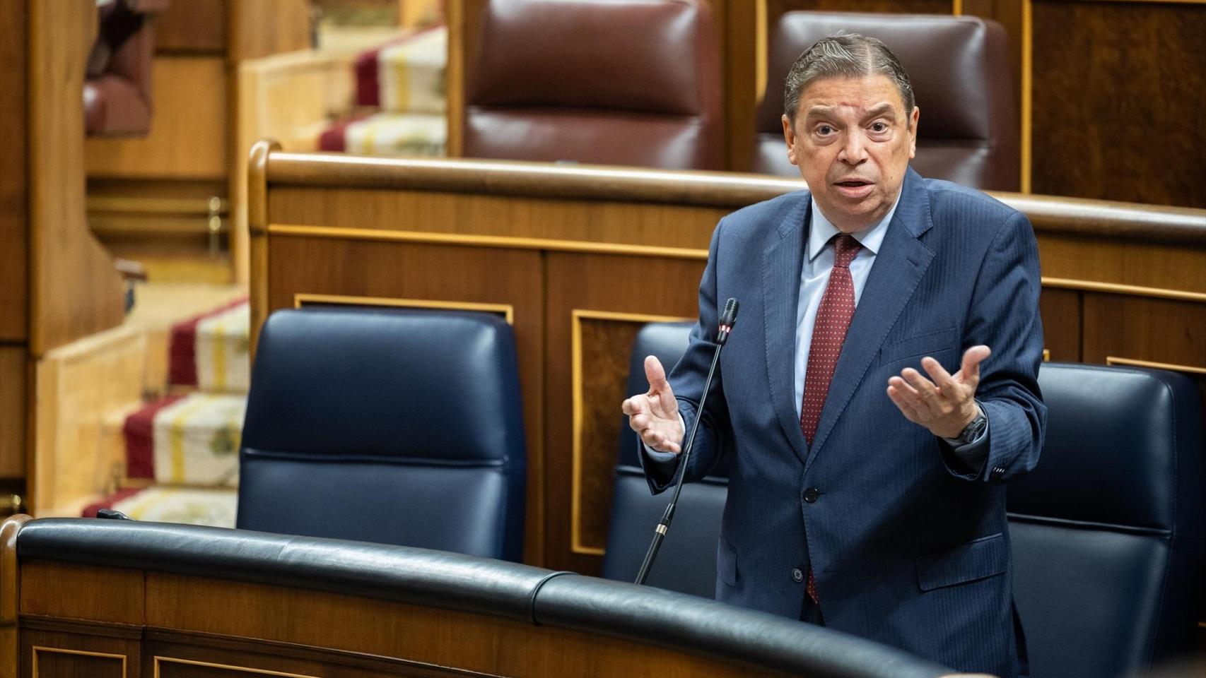 El ministro de Agricultura, Pesca y Alimentación, Luis Planas, interviene en el Congreso de los Diputados.