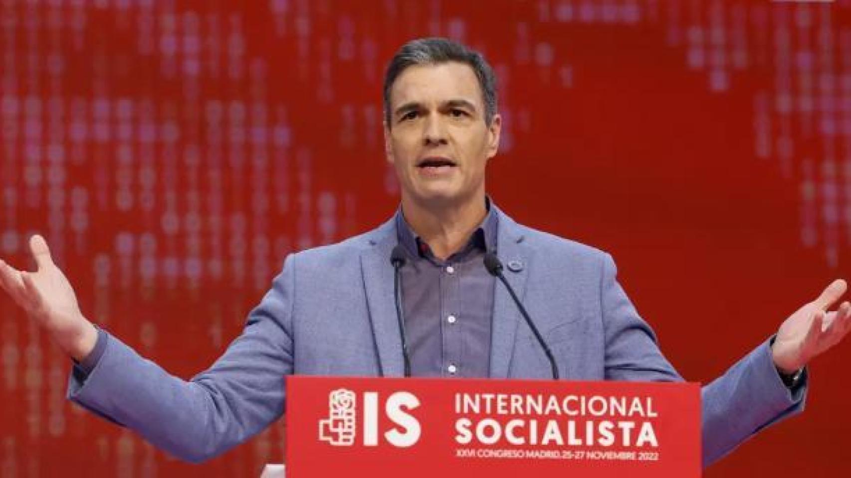 Pedro Sánchez, durante un acto de la Internacional Socialista.