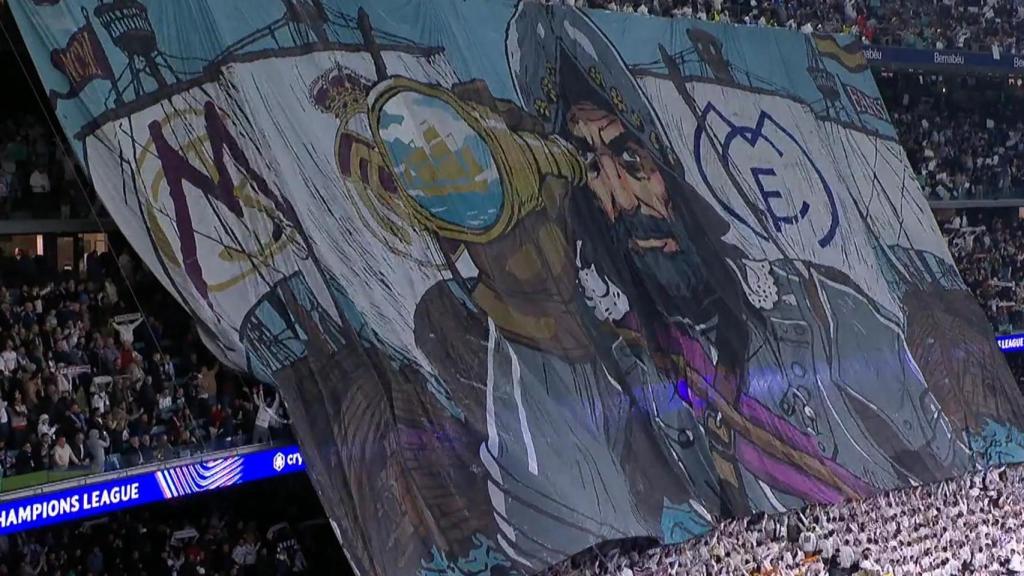 Mosaico en el Bernabéu en el partido ante el City.