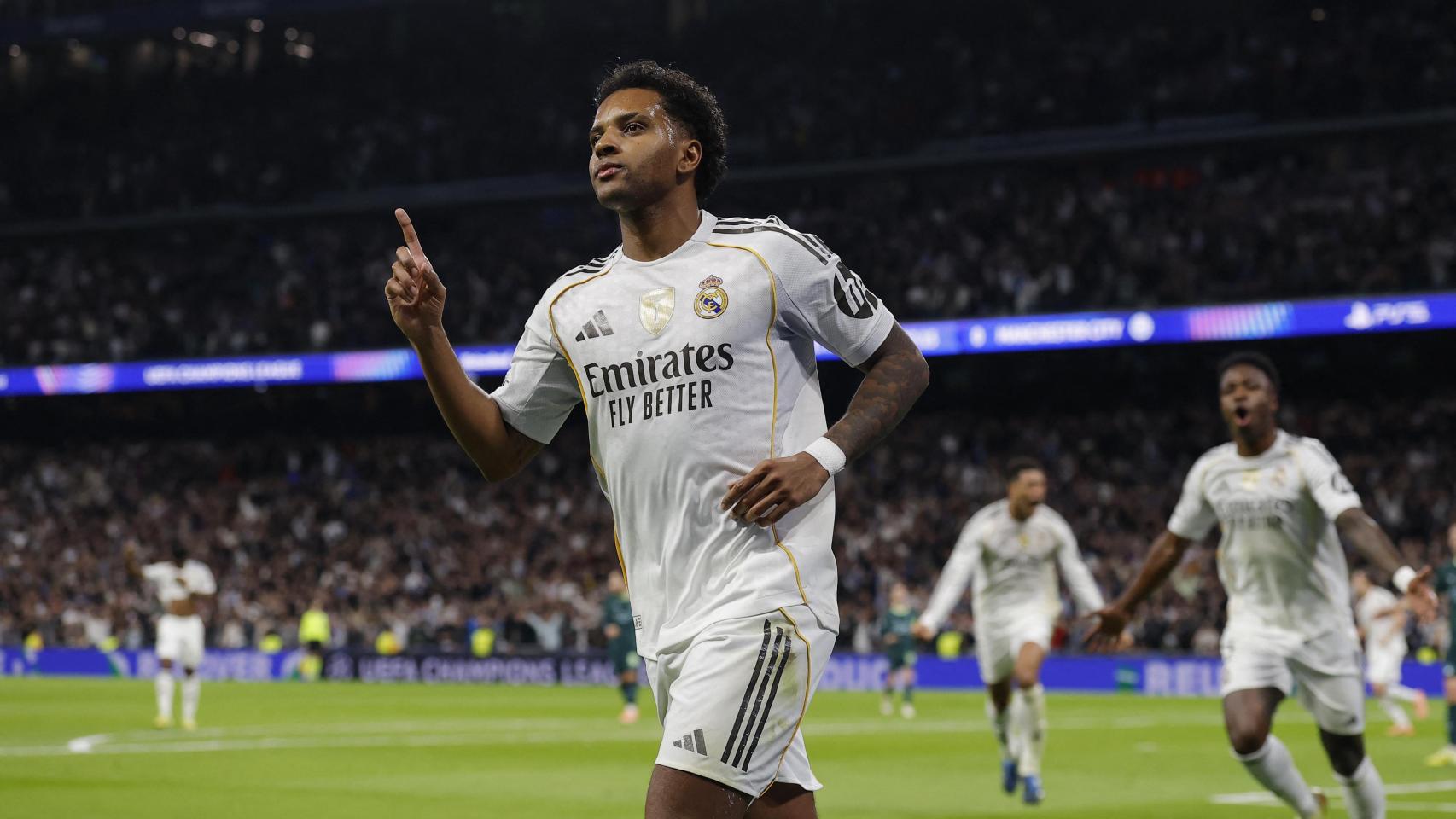Rodrygo celebra el gol marcado ante el Manchester City.