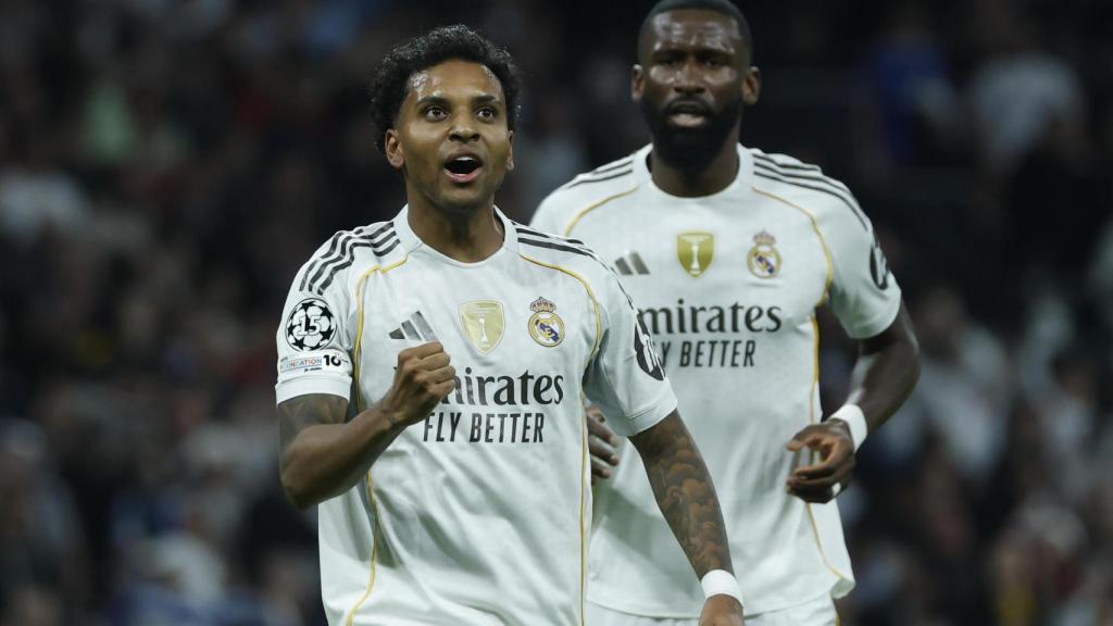 Rodrygo celebra el gol marcado ante el Manchester City.