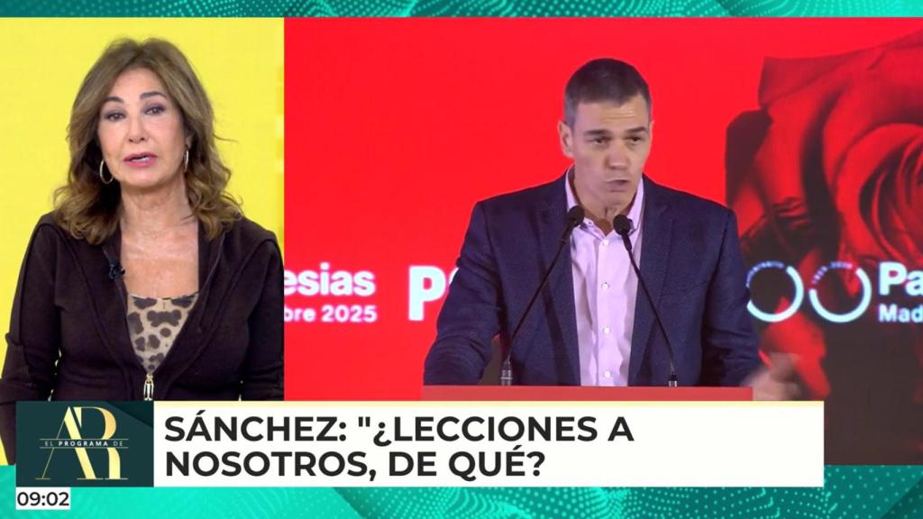 Ana Rosa junto a Pedro Sánchez, en una imagen de 'El programa de AR'.