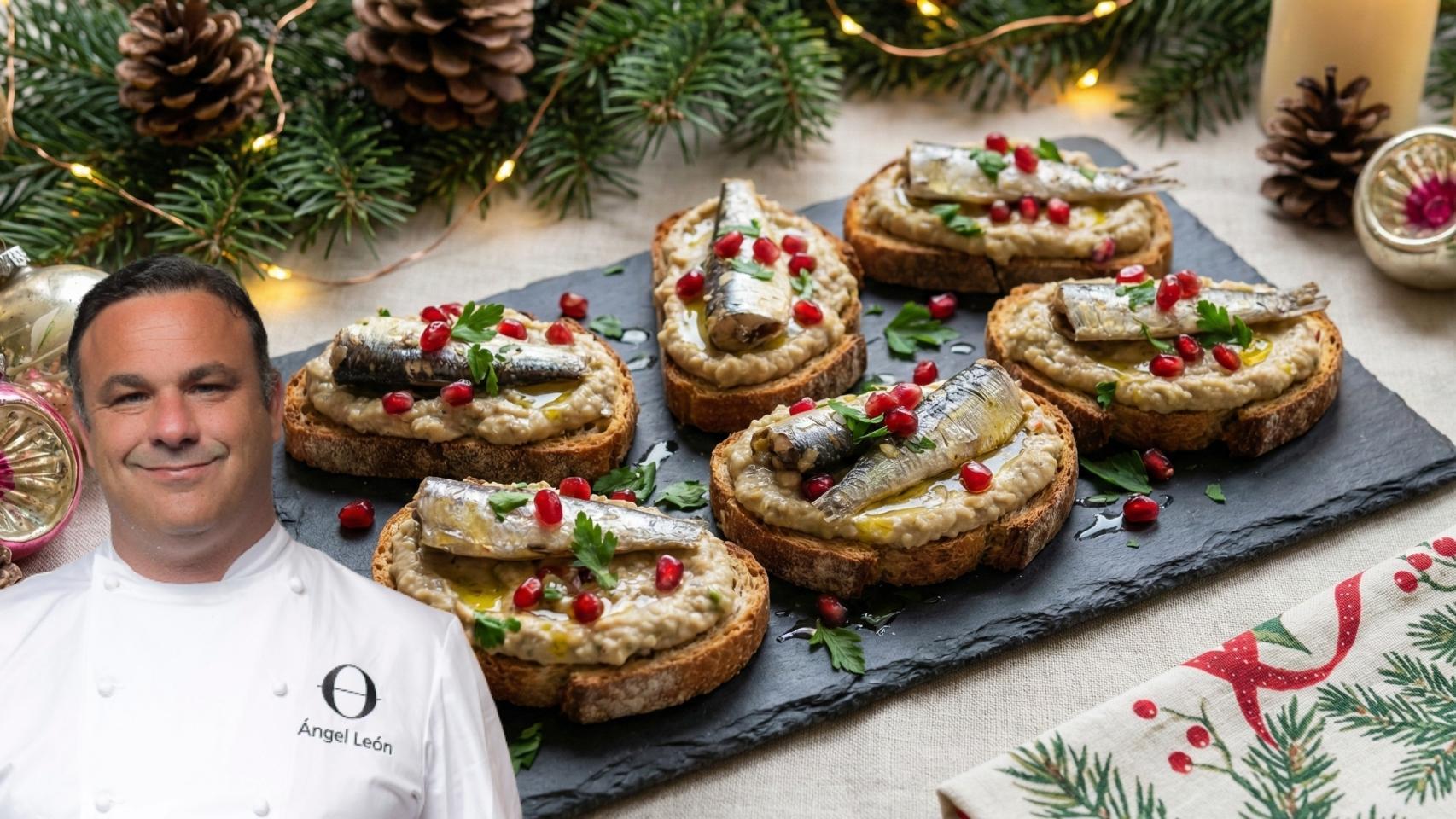 Tostas de sardinas y berenjenas