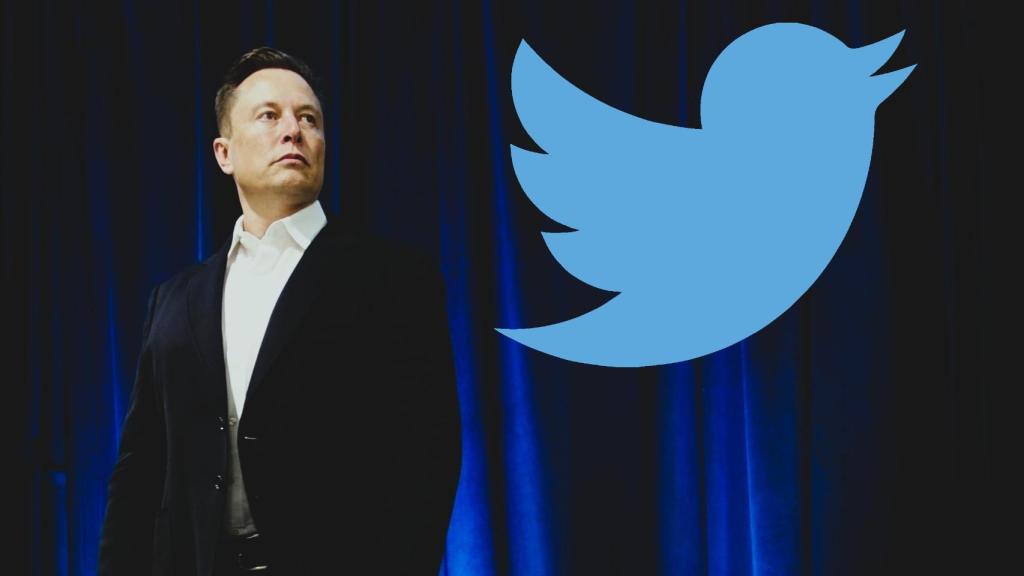 Fotomontaje de Elon Musk con el logotipo de Twitter