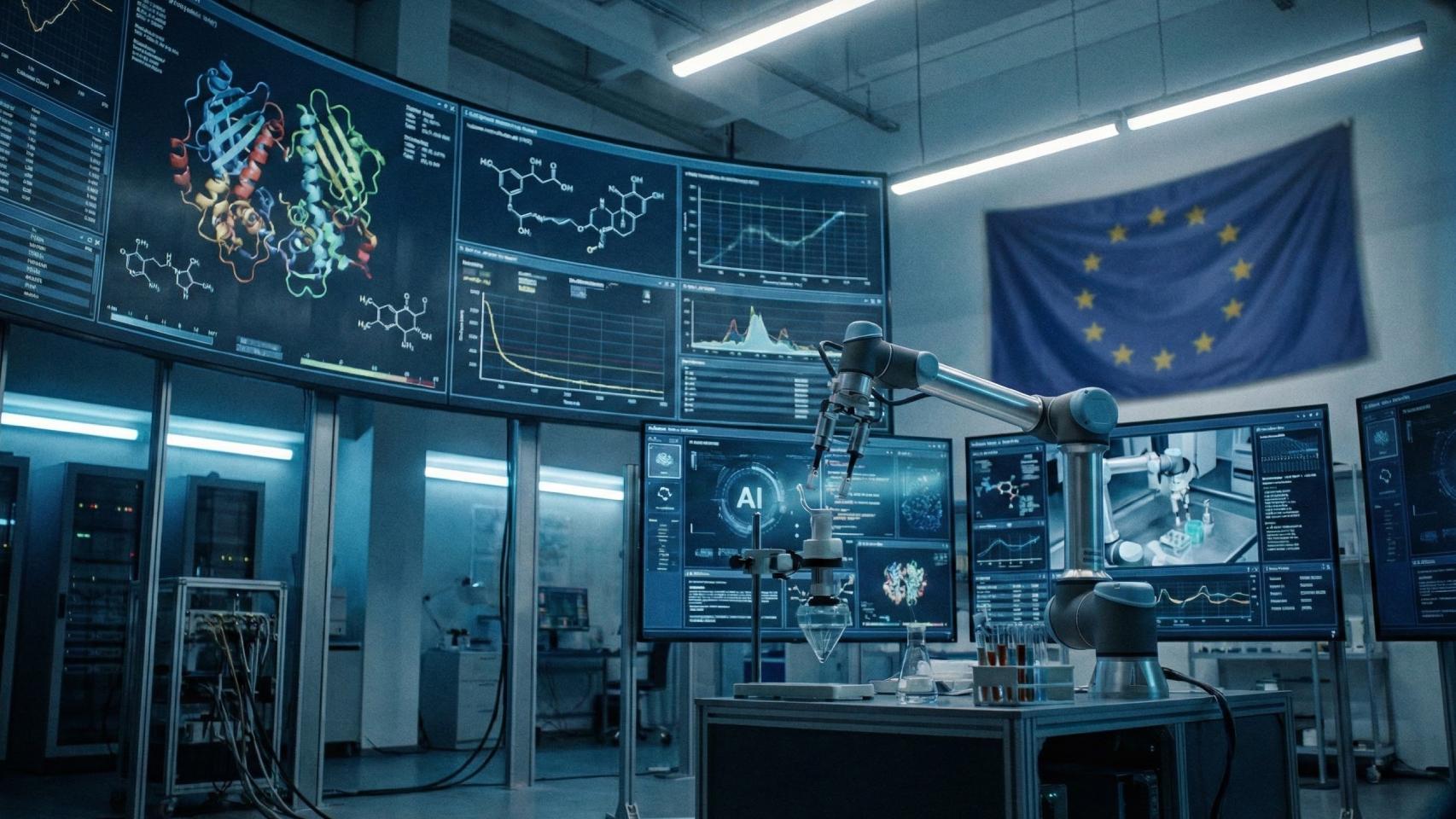 Ilustración con IA de un laboratorio robotizado