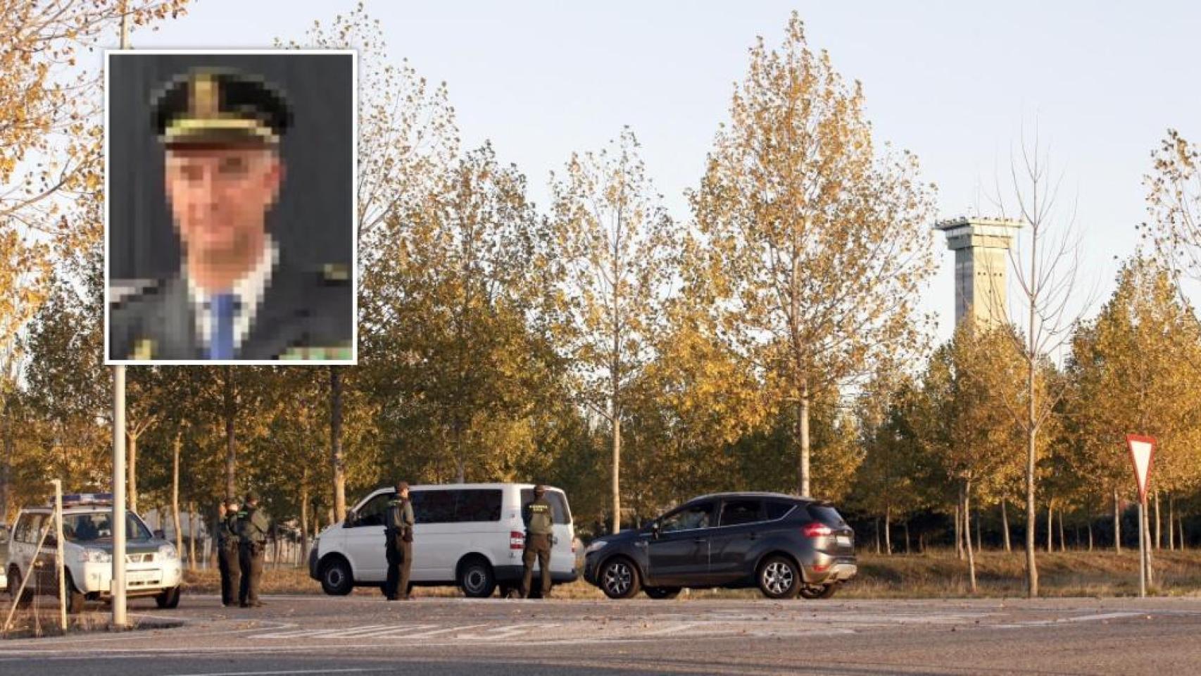 El jefe de Estupefacientes de Valladolid Luis F. y una imagen del exterior de la prisión salmantina de Topas, en un montaje de EL ESPAÑOL