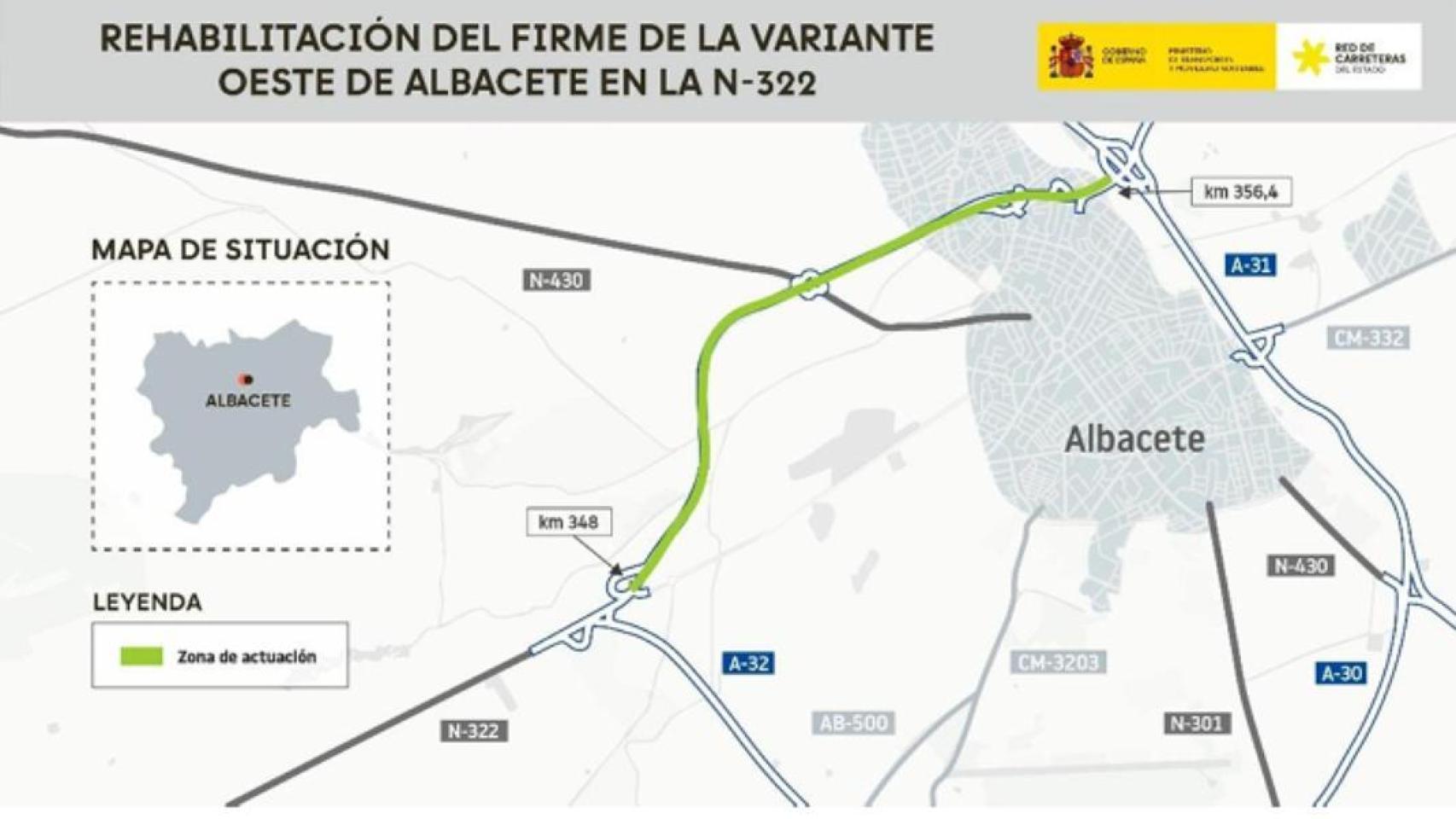 El Ministerio de Transportes invertirá 4,65 millones de euros en la mejora de la Variante Oeste de Albacete