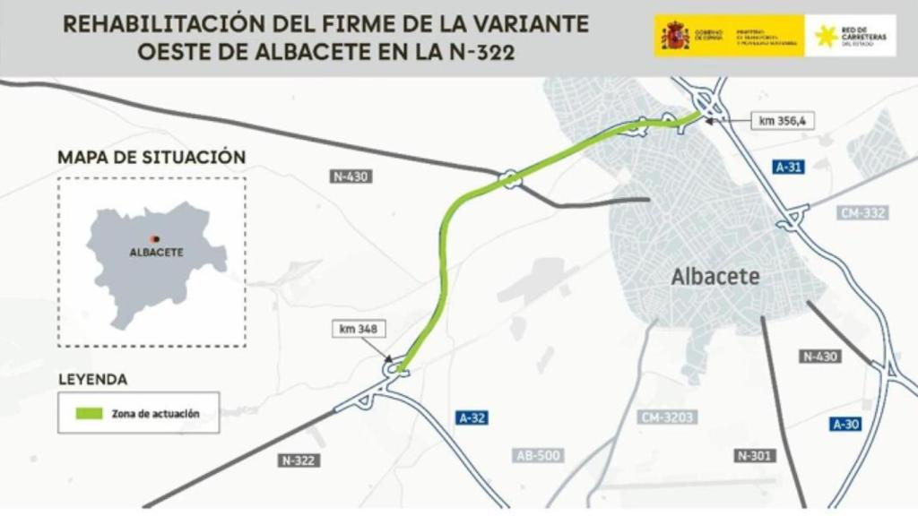 El Ministerio de Transportes invertirá 4,65 millones de euros en la mejora de la Variante Oeste de Albacete