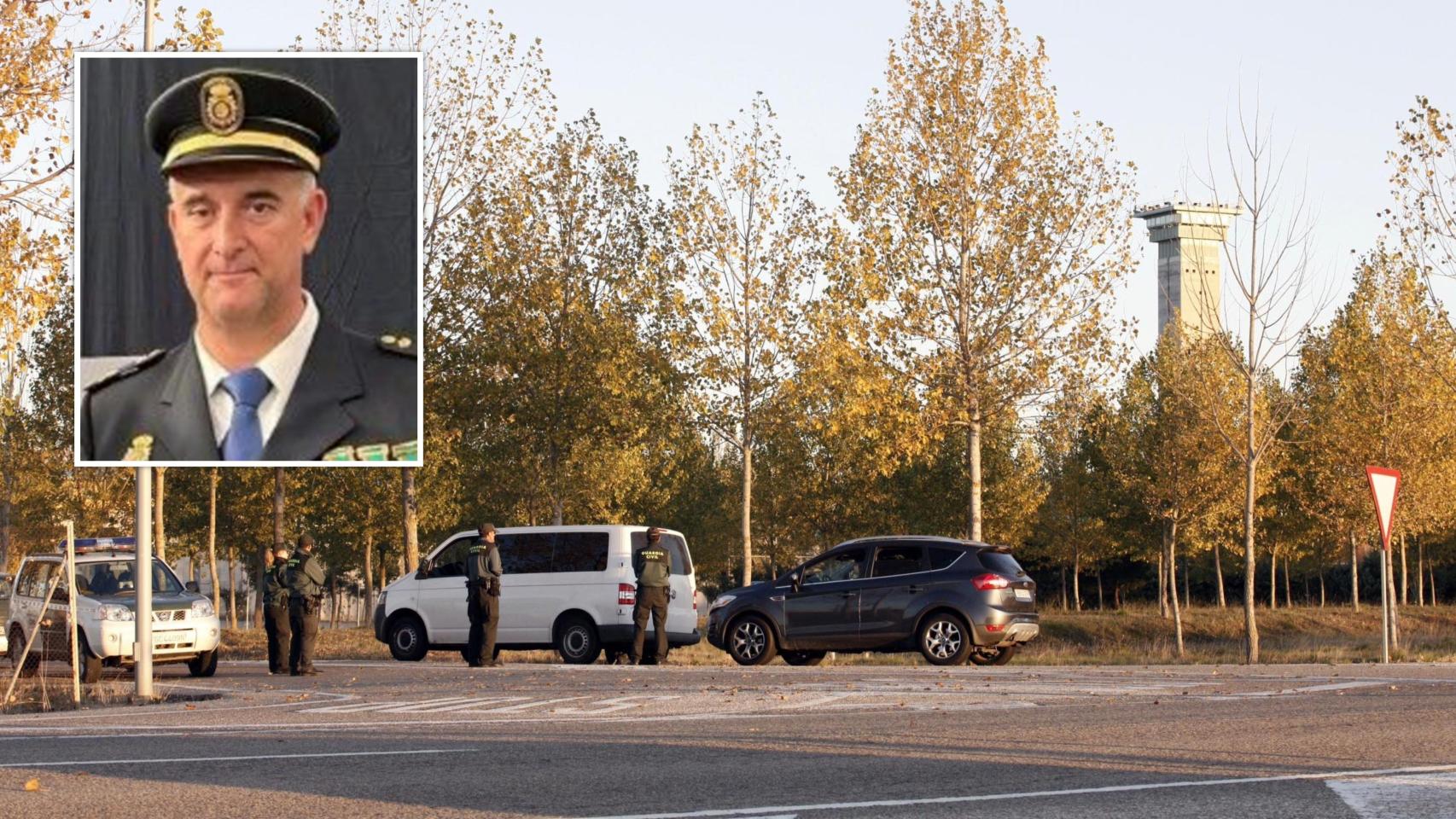 El jefe de Estupefacientes de Valladolid Luis F. y una imagen del exterior de la prisión salmantina de Topas, en un montaje de EL ESPAÑOL