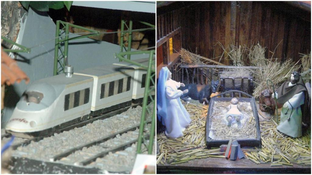 Escenas del Belén artesanal en movimiento de Valga, en Caldas (Pontevedra)