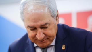 José Tomé en la rueda de prensa donde anunció su salida del PSOE.