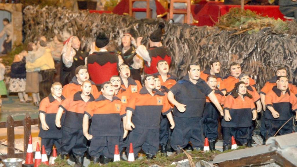 Escena del Belén artesanal en movimiento de Valga