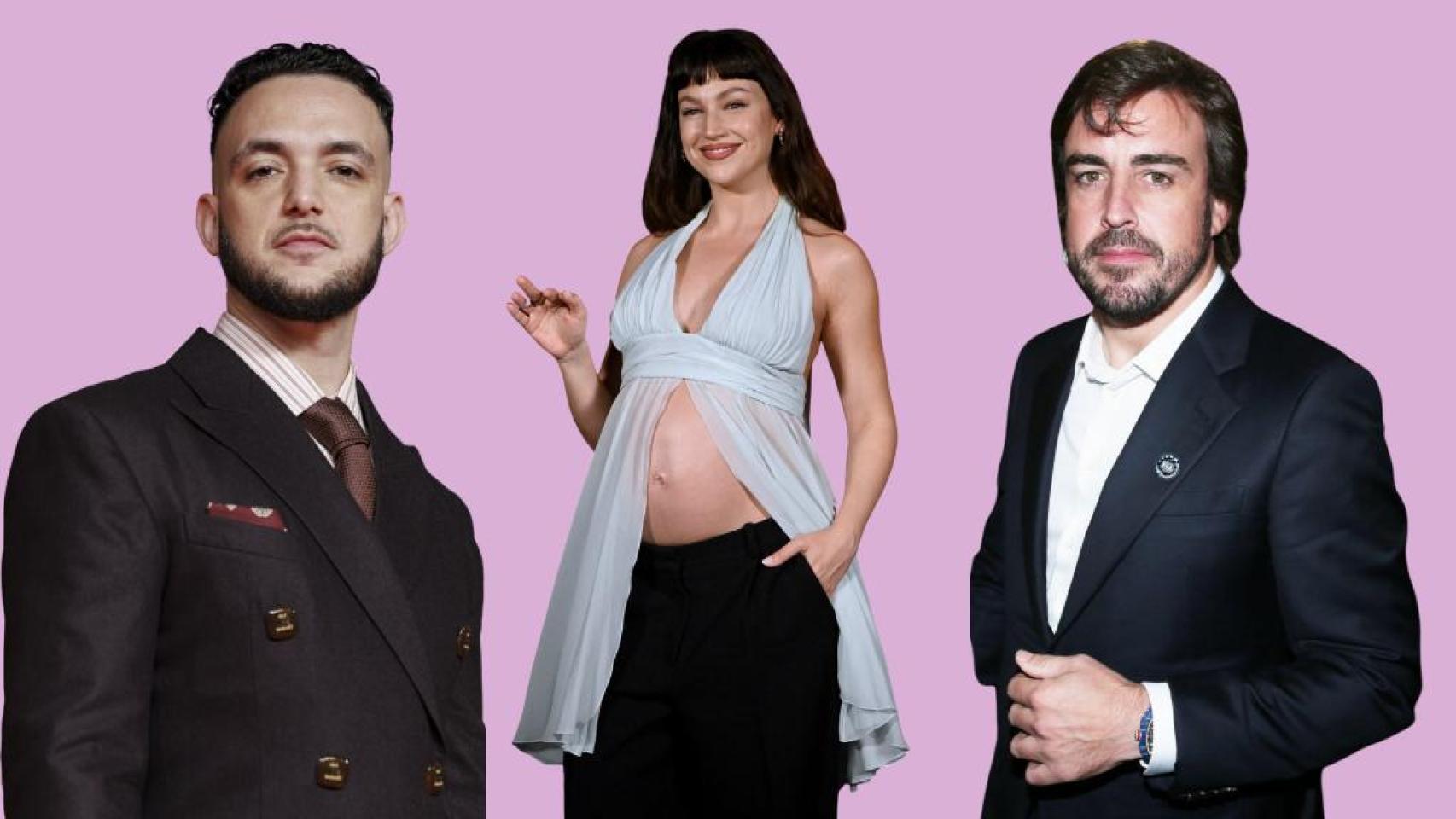 C. Tangana, Úrsula Corberó y Fernando Alonso.