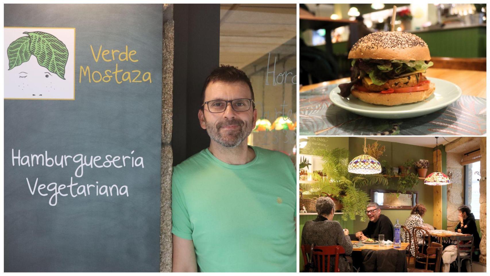 Julio, dueño de la primera hamburguesería vegetariana de Vigo