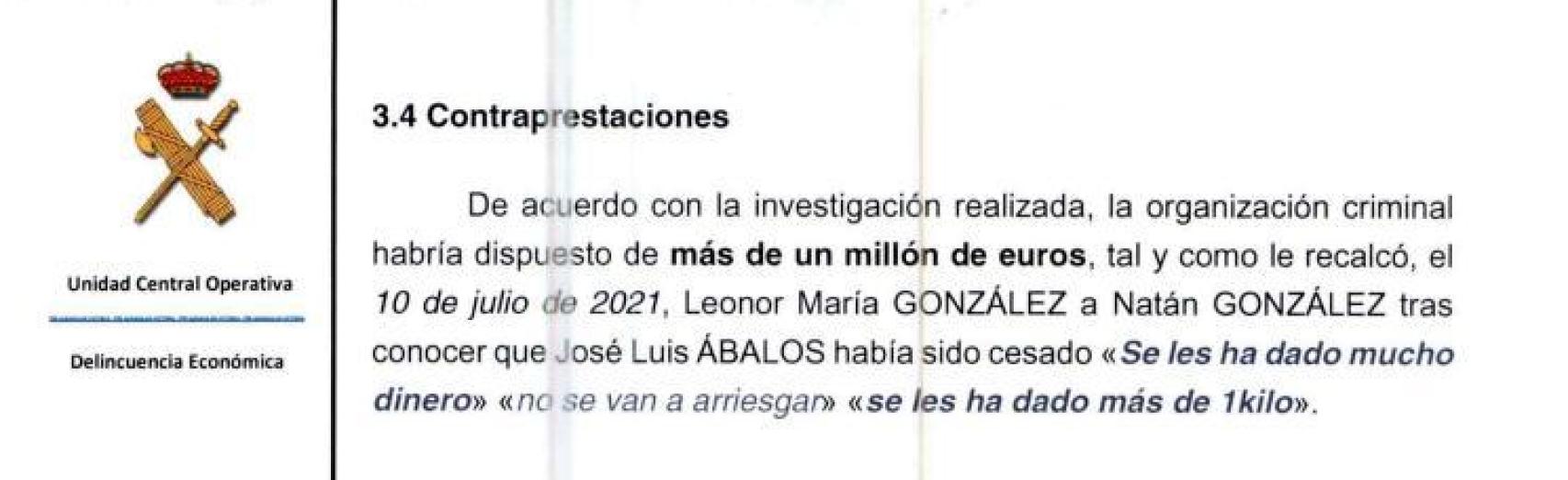 Fragmento del informe de la UCO.