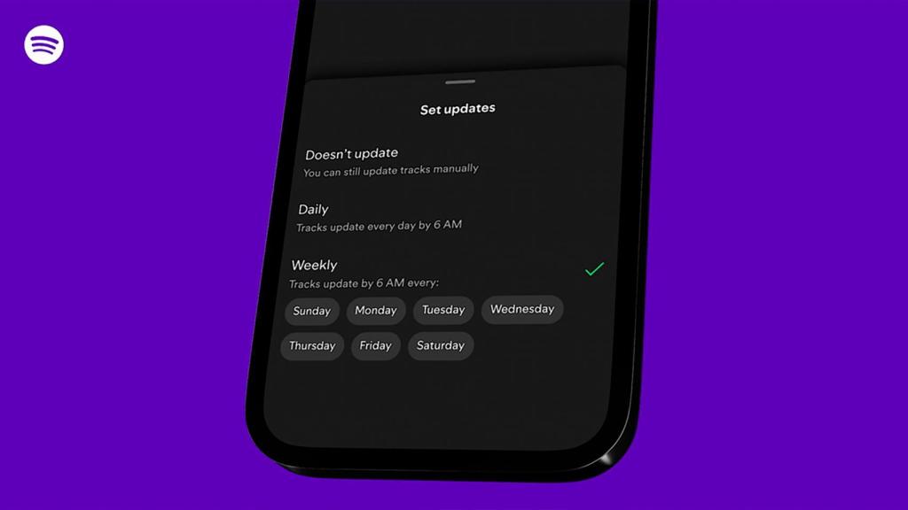 Imagen que muestra las opciones para actualizar la Prompted Playlist de Spotify