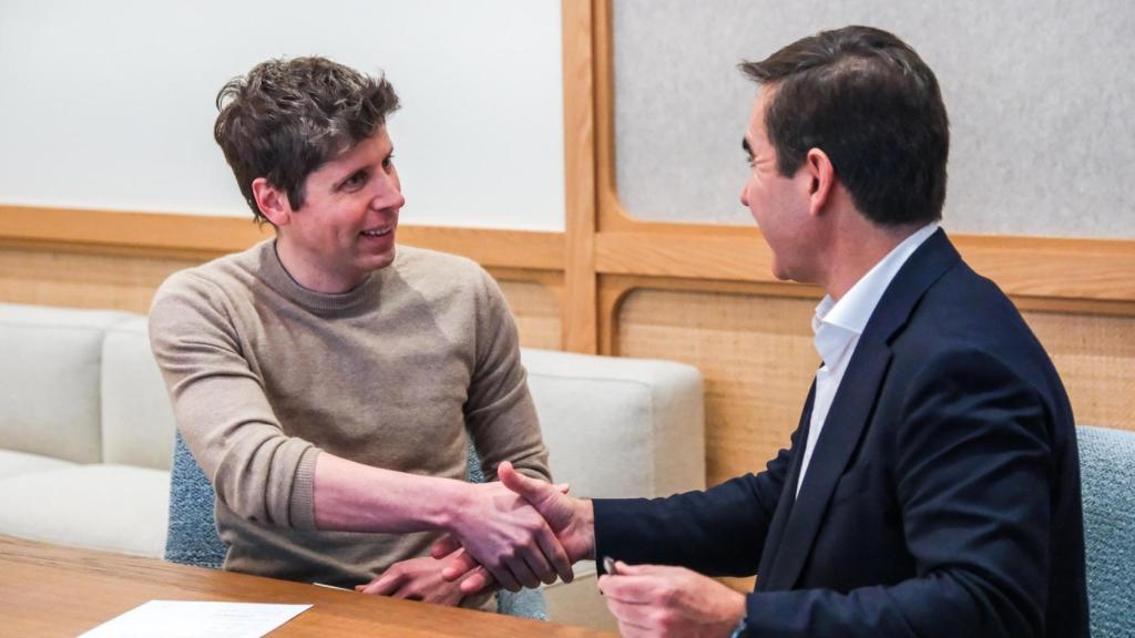 Carlos Torres Vila, presidente de BBVA, y Sam Altman, CEO y cofundador de OpenAI