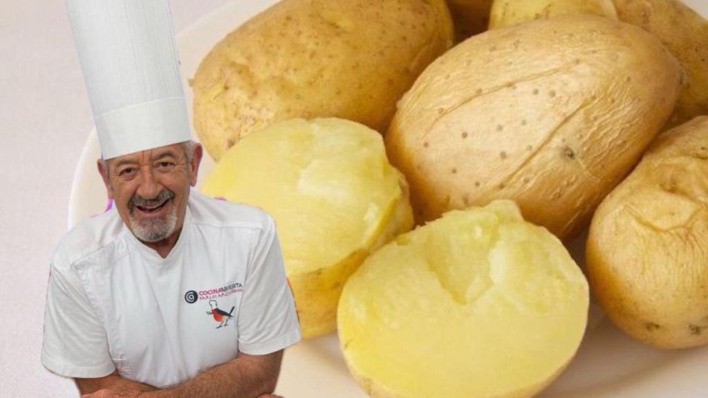 Karlos Arguiñano junto a un plato con patatas cocidas.