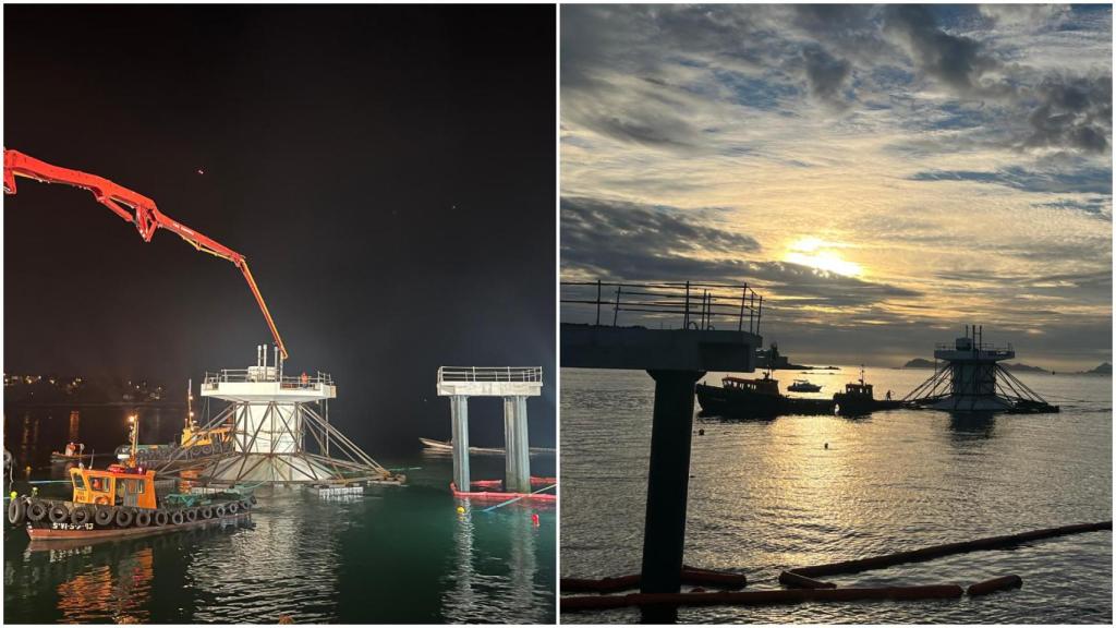 El Puerto de Vigo avanza en la instalación de las pasarelas del observatorio submarino de Peiraos do Solpor