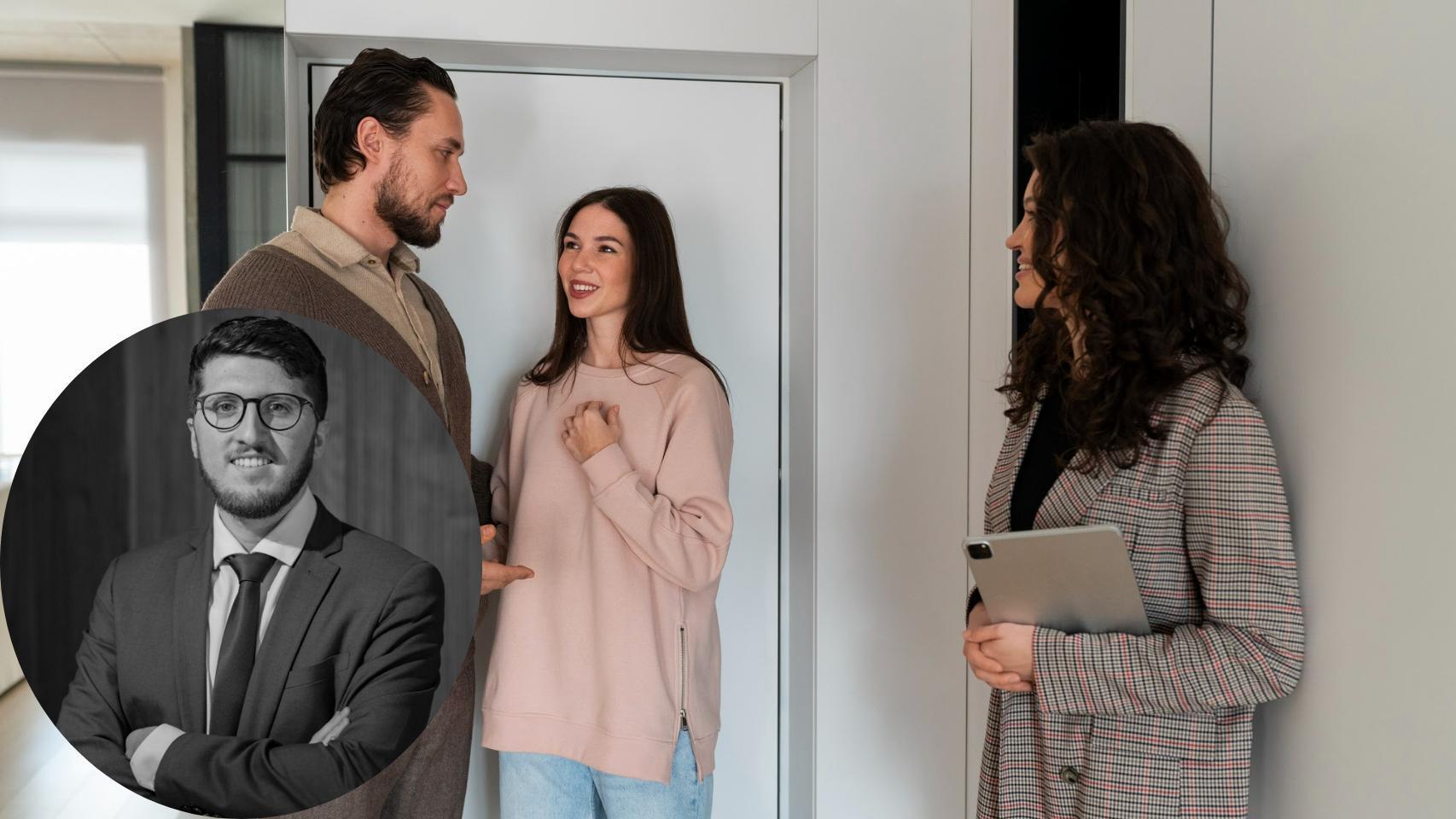 Montaje de Jacob Salama con una pareja y su casera (Freepik).