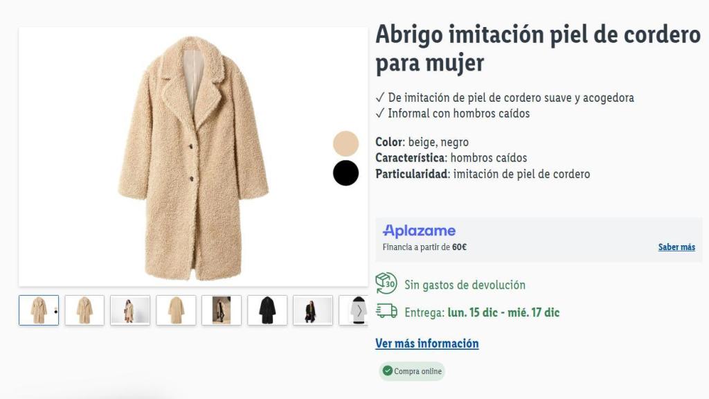 Abrigo imitación piel de cordero para mujer.