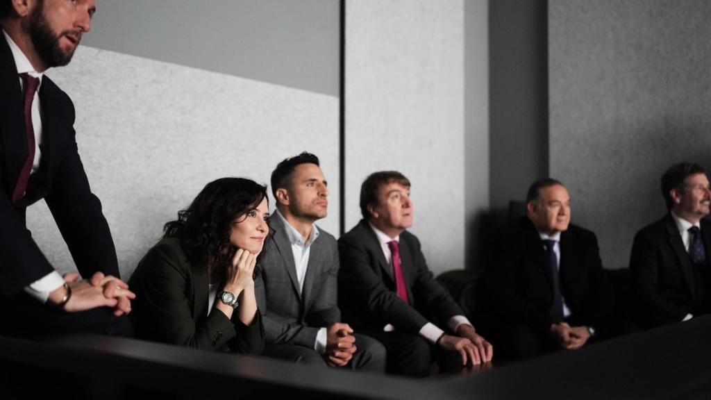 Ayuso en la visita de Tres Cantos este viernes para presentar su apuesta audiovisual.