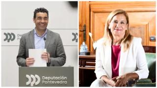 El presidente de la Diputación de Pontevedra y del PP en la provincia, Luis López, y la presidenta del PSdeG, Carmela Silva