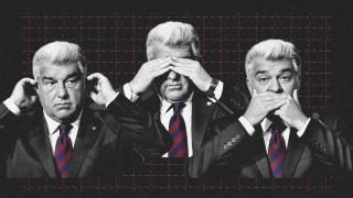 Joan Laporta, en un fotomontaje tapándose las orejas, los ojos y la boca
