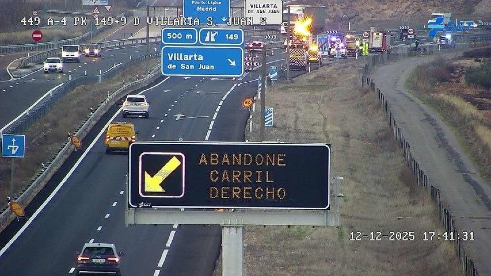 Imagen del accidente captada por una cámara de la DGT.