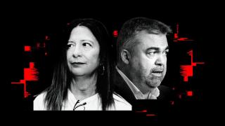 Leire Díez y Santos Cerdán.