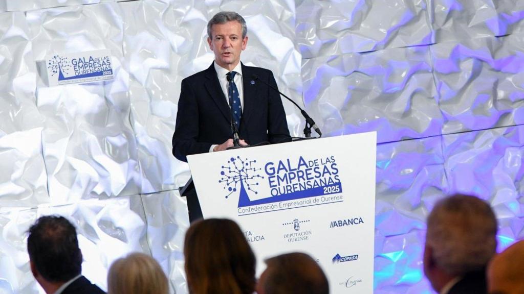El presidente de la Xunta, Alfonso Rueda, en la Gala das Empresas Ourensás 2025