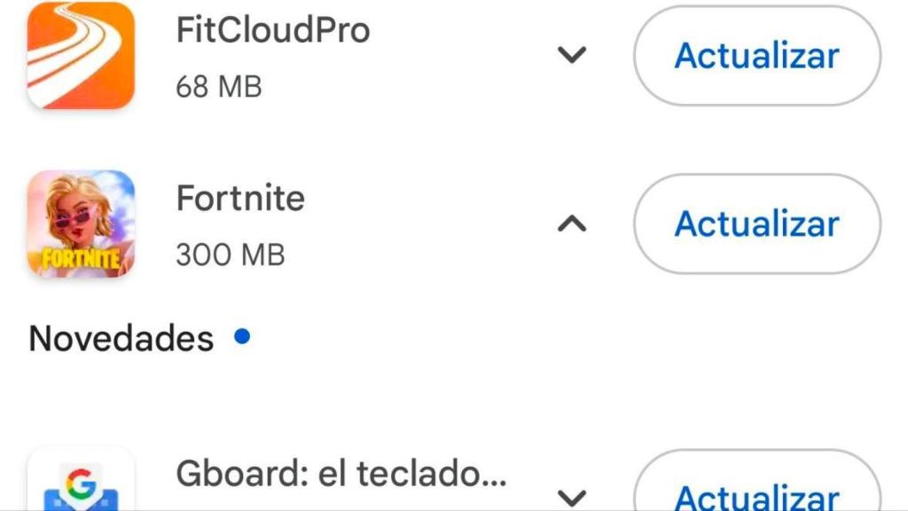 Imagen de Fornite disponible con su actualización en la Google Play Store en España