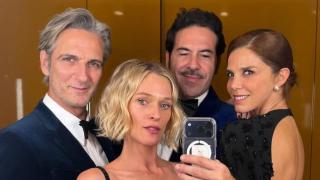 Ernesto Alterio, con su compañera, Ella Jazz, su expareja, Juana Acosta, y el novio de esta, Pablo García-Andrade, en una imagen de las redes sociales.