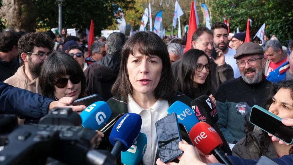 La portavoz nacional del BNG, Ana Pontón, en el inicio de la manifestación contra Altri, a 14 de diciembre de 2025.