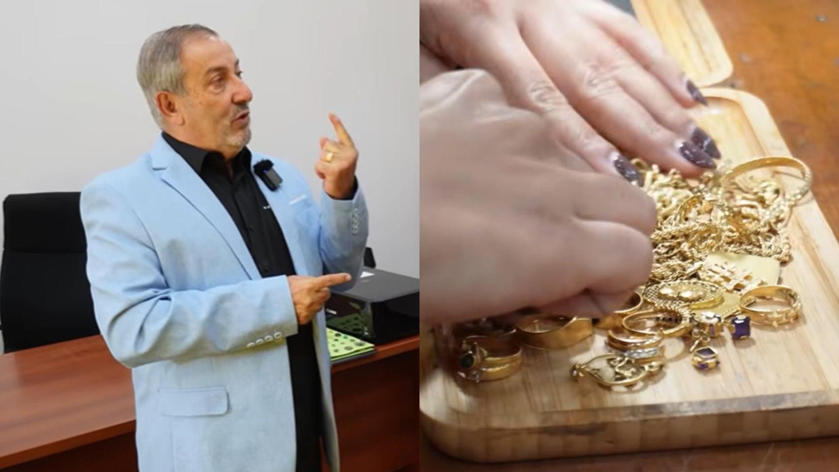 Montaje con una imagen de Josep y una imagen del oro.